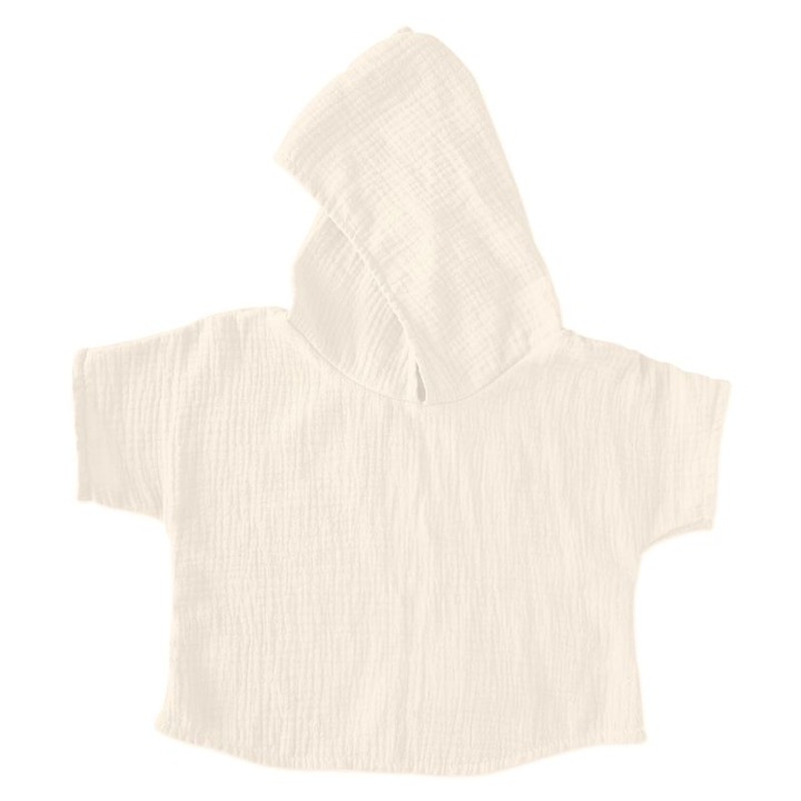 Bluza din muselina cu maneca scurta si gluga Kidizi® Aris chilli 2-3 ani, Bej