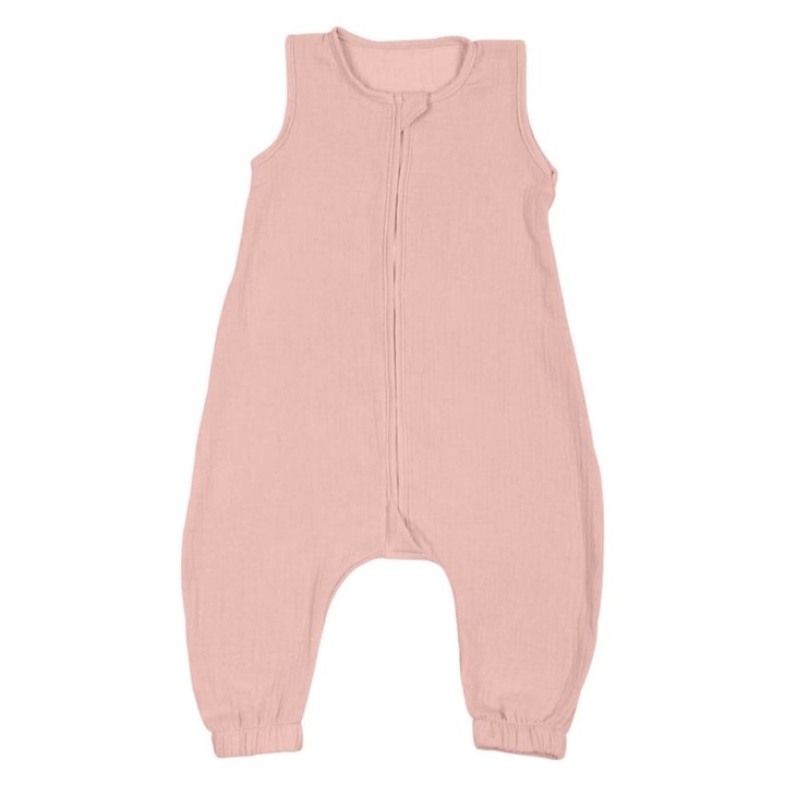 Sac de dormit copii de vara din muselina dubla cu picioare 6-18 luni Kidizi® Old Rosa 0.3 tog, bumbac 100%