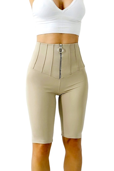 Yra formázó rövid harisnyanadrág, derekán széles szalaggal, Bézs