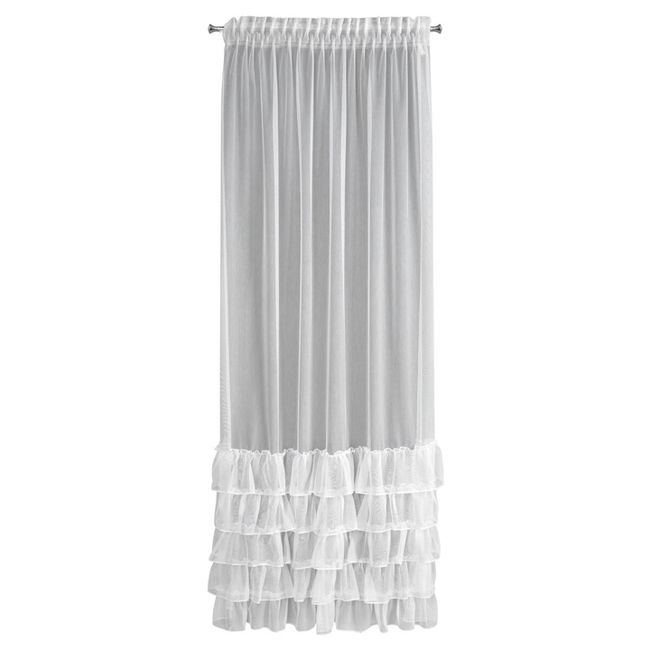CHARLOTTE3 függöny öt karnissal fehér 140x270 cm rejansa díszítéssel