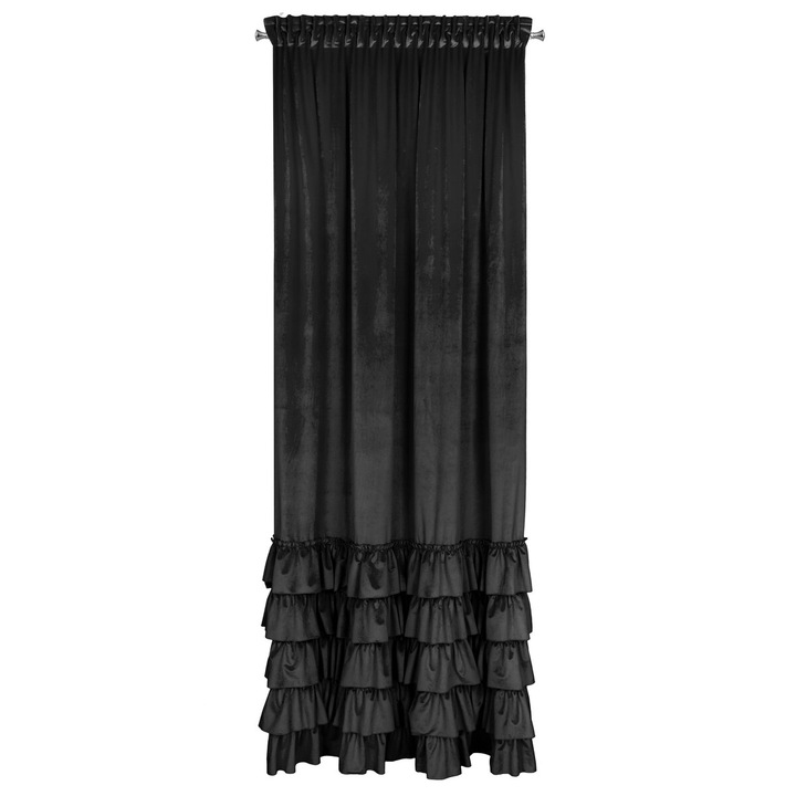 Charlotte fekete fodros függöny 140x270 cm Eurofirany drapériával