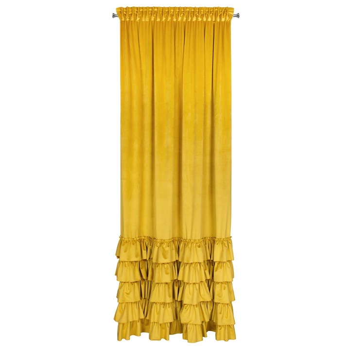 Charlotte függöny mustárszínű fodros mintával 140x270 cm, Eurofirany rejansa mintával