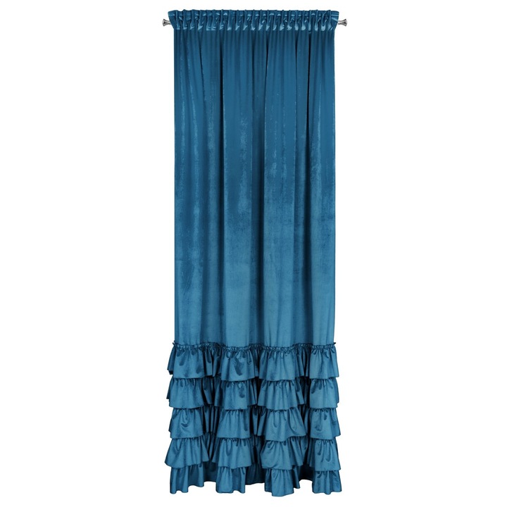 Charlotte függöny, sötétkék fodros, 140x250 cm, Eurofirany ráncolószalaggal