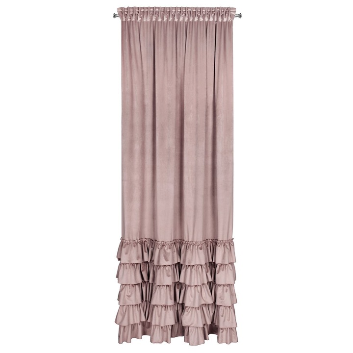 Eurofirany Charlotte függöny fodros púder rózsaszín 140x270 cm, karnisos