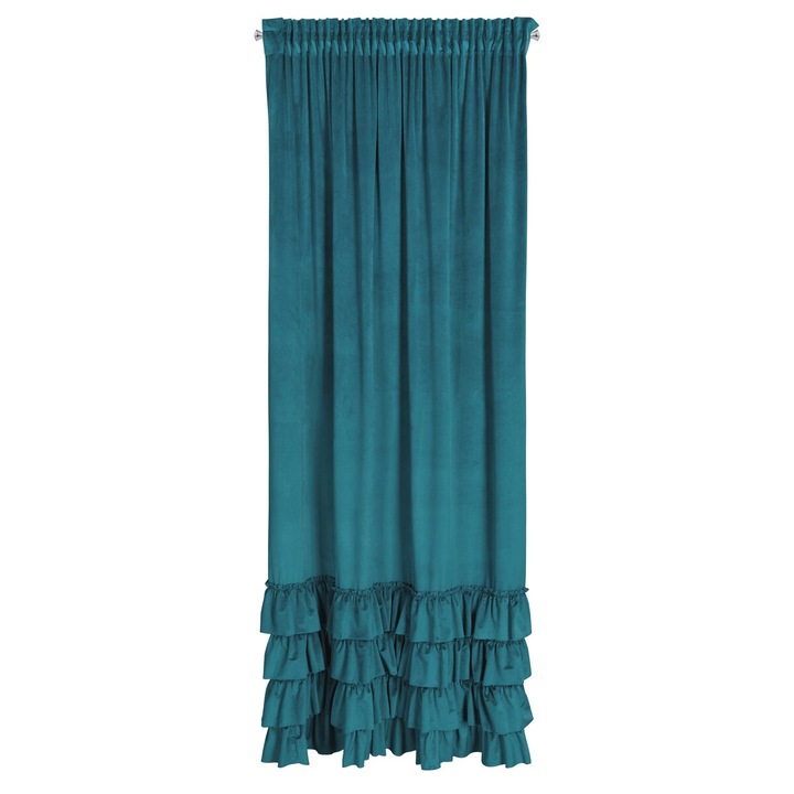 Charlotte fodros függöny1 Eurofirany sötét türkiz 140x270 cm, passzéval