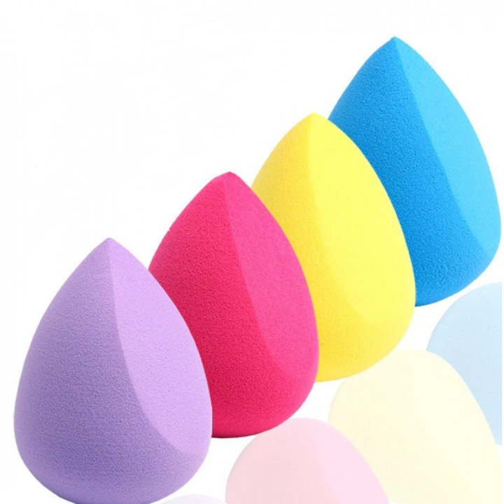 Set 4 Aplicatoare Machiaj Zeaicos, Multicolor, pentru Uscat si Umed