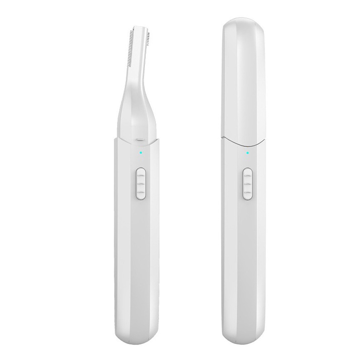 Aparat de tuns AMRINUGL, trimmer pentru sprancene si par facial, alb, 15x1.95cm, set complet