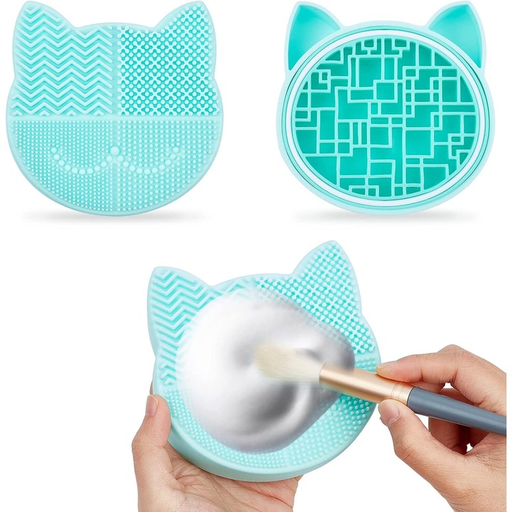 Cutie de depozitare pentru pensule de machiaj, AMRINUGL, 2 in 1, verde nordic, 11.4x11x2.7cm