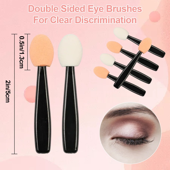 Set 80 aplicatoare de machiaj din burete, AMRINUGL, pentru fard de pleoape, sprancene, glitter, 5cm, de unica folosinta