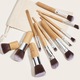 Set pensule machiaj 11 piese, Zeaicos, bambus, multicolor, pentru ten, piele sensibila