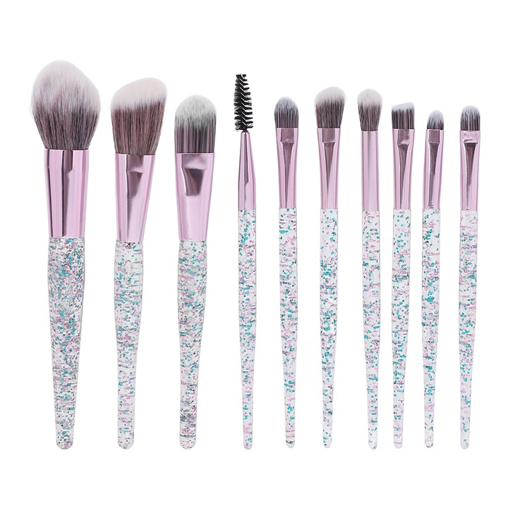 Set pensule machiaj Zeaicos, 10 bucati, multicolor, 155-185cm