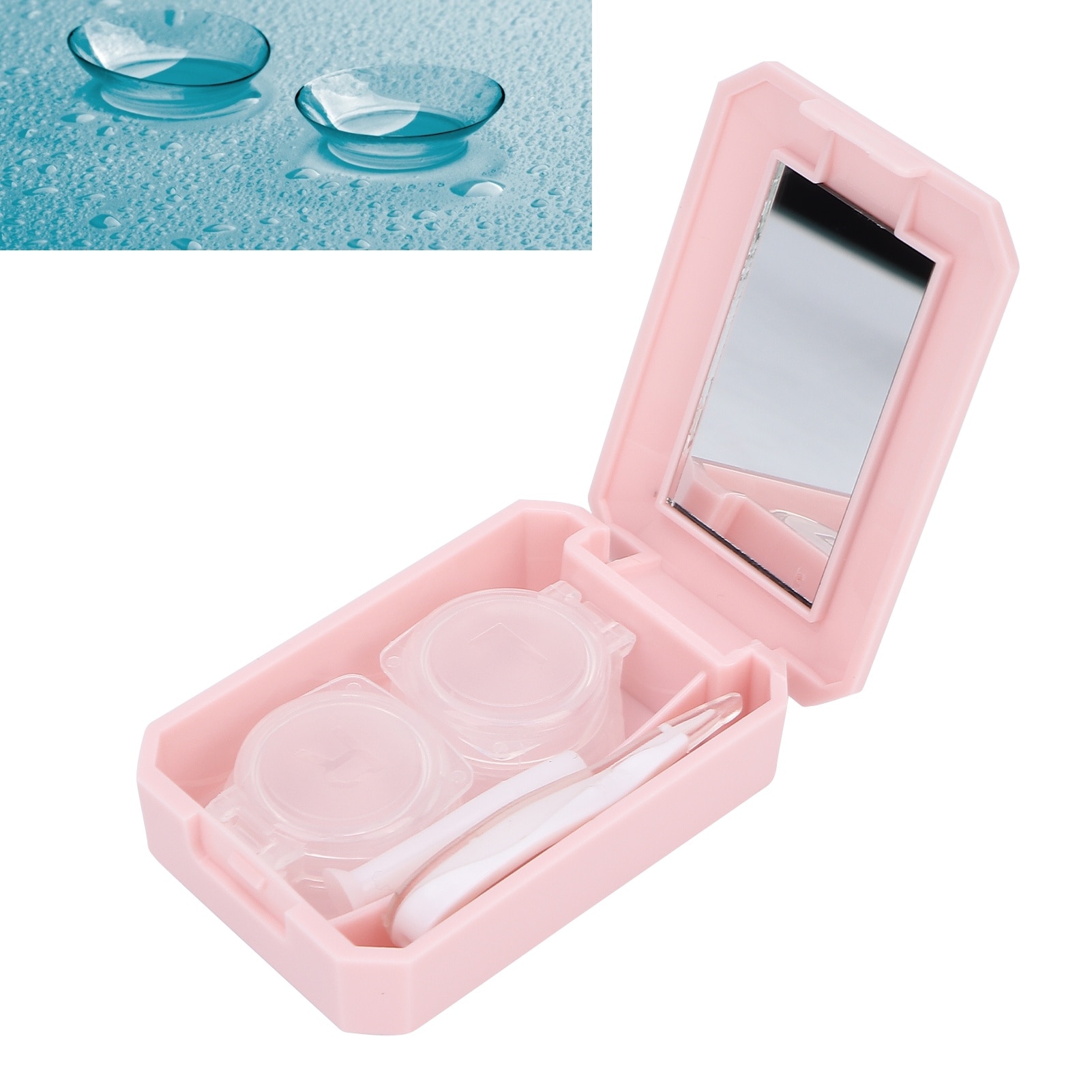 Set cutie lentile de contact cu model cartoon, BGHYHYHI, roz