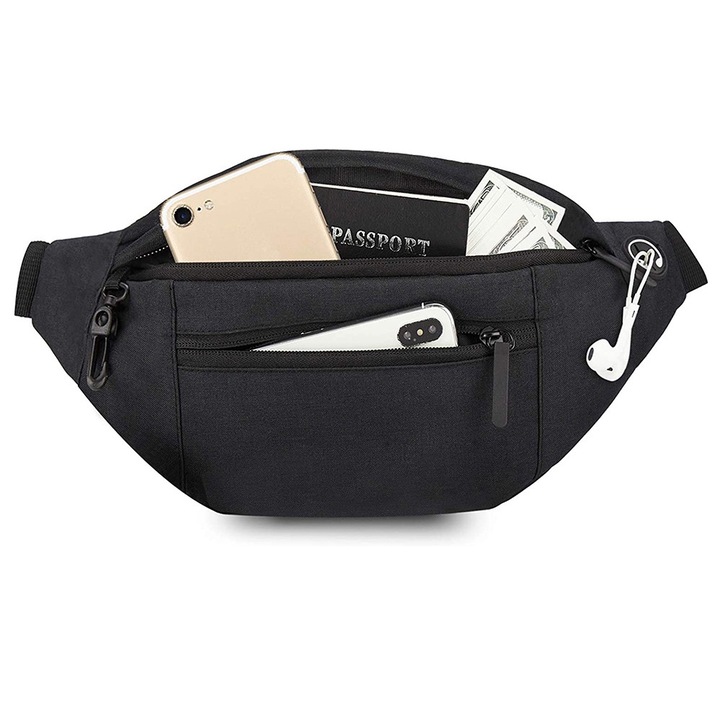 Jormftte sporttáska, pamut, ébenfa színű, férfiaknak, állítható pánttal, lopásgátlóval