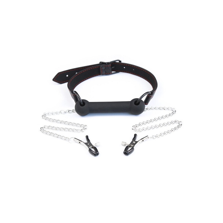 Бар тип калус с прикрепени щипки за зърна, черен