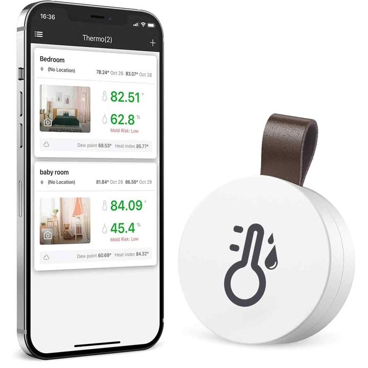Безжичен термометър, хигрометър, BGHYHYHI Mini Bluetooth 5.0, температура и влажност, компактен дизайн
