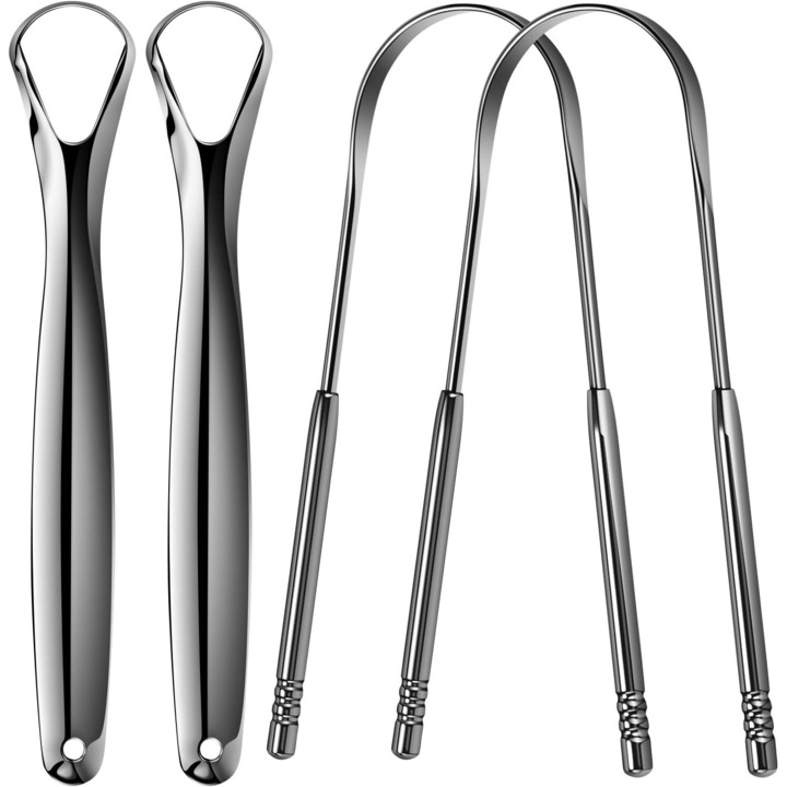 4 db rozsdamentes acél raclette készlet, AMRINUGL, U-alakú és üreges, szájhigiéniához, könnyen használható