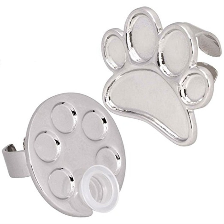 Set 2 inele paleta pentru oja unghii, argintiu, mini