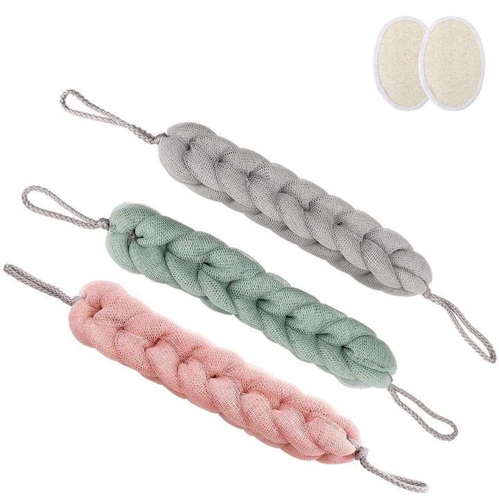 Fürdőszobai dörzsikészlet, Enforose, 3 db, mélyhámlasztó, gyorsan száradó, többszínű