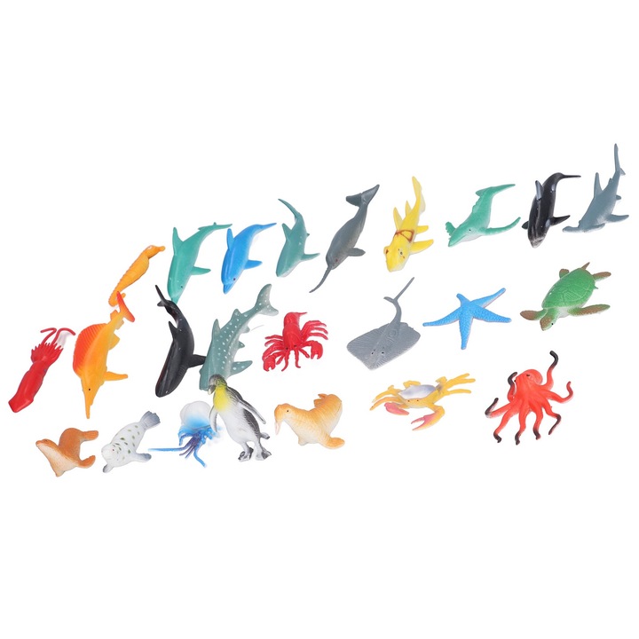 Комплект морски животни играчки, QttvbTna, пластмаса, 24 части, многоцветни, 4-6 години