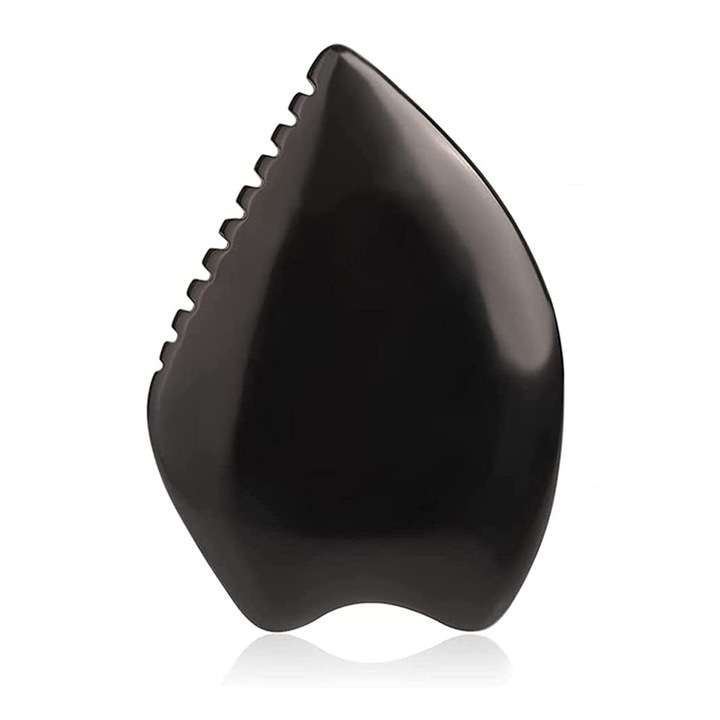 Placa de masaj Gua Sha BGHYHYHI, neagra, 65x100mm