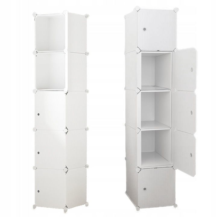 Dulap cu 5 rafturi, alb, modular, 185x39x37 cm, Muvu