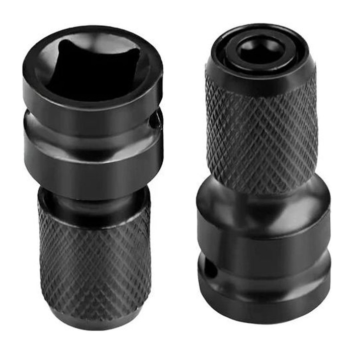 Bit de surub pentru priza cu impact, 2 bucati Adaptoare pentru priza hexagonala de la 1/2" patrata la 1/4", pentru cheie cu clichet cu impact si mufa de suport pentru surubelnita
