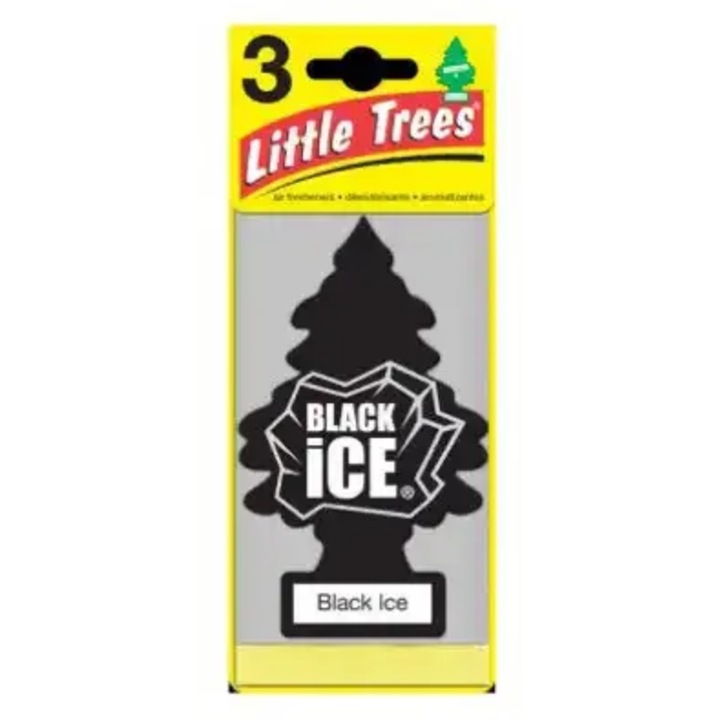Set de odorizant pentru masini, Little Trees, Black Ice, 3 buc