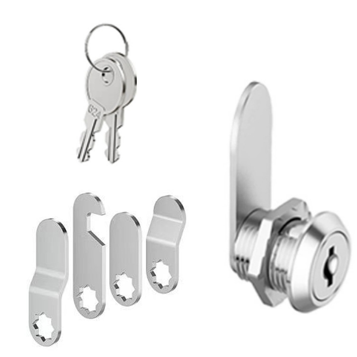 Sistem de inchidere pentru dulapuri, AMRINUGL, set 2 buc, 5 placi de blocare, rezistent la apa si rugina, usor de instalat