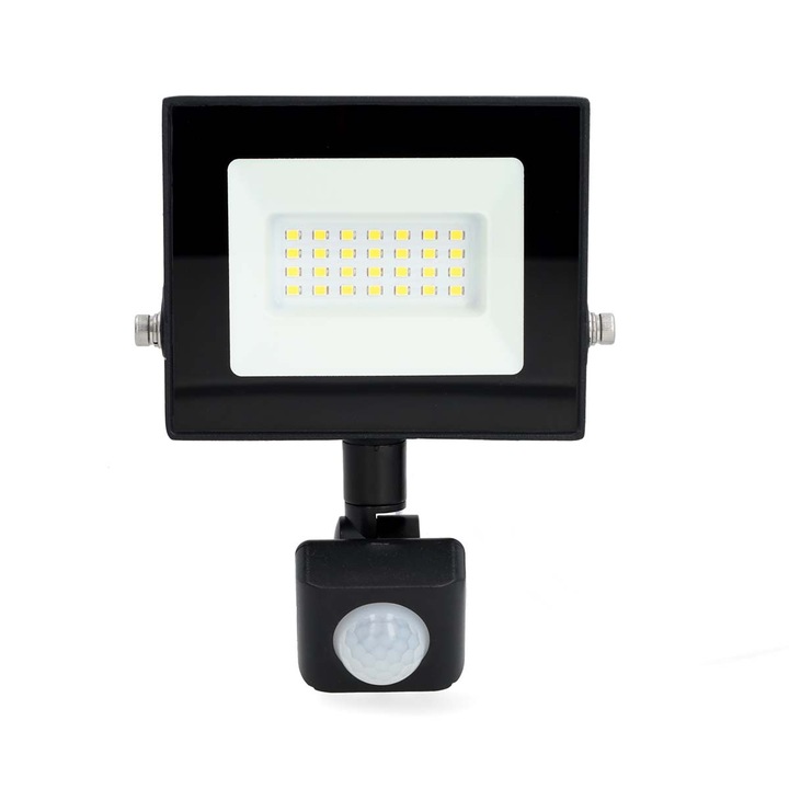 Proiector LED cu senzor 20W 1620lm IP44 4000K, 1m, negru, Nedis