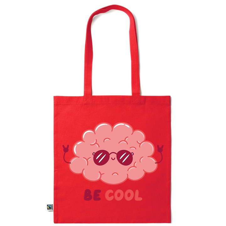 Intelli® Sacosa памучна екологична чанта за пазаруване с дълги дръжки, Be Cool, 38×42см, Тъмночервен, R-KI229