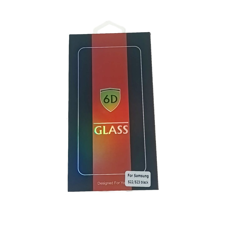 Folie sticla securizata 6D compatibila cu Samsung Galaxy S22 / S23, HD, grosime 0.40 mm si duritate 9H, cu accesorii, rama neagra Transparent Transparenta