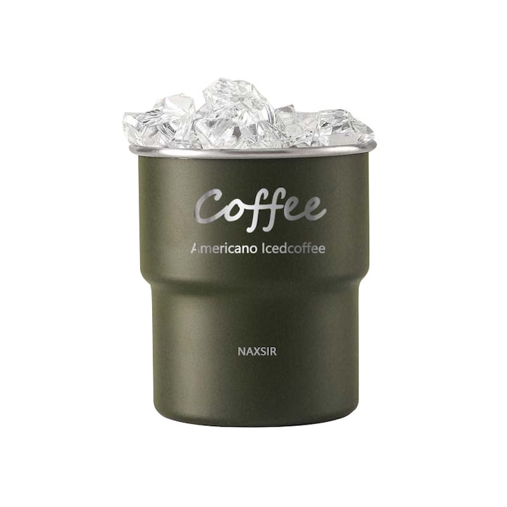 Ceasca pentru cafea, NAXSIR, suprapozabile, portabila, inox 304, 300 ml, verde