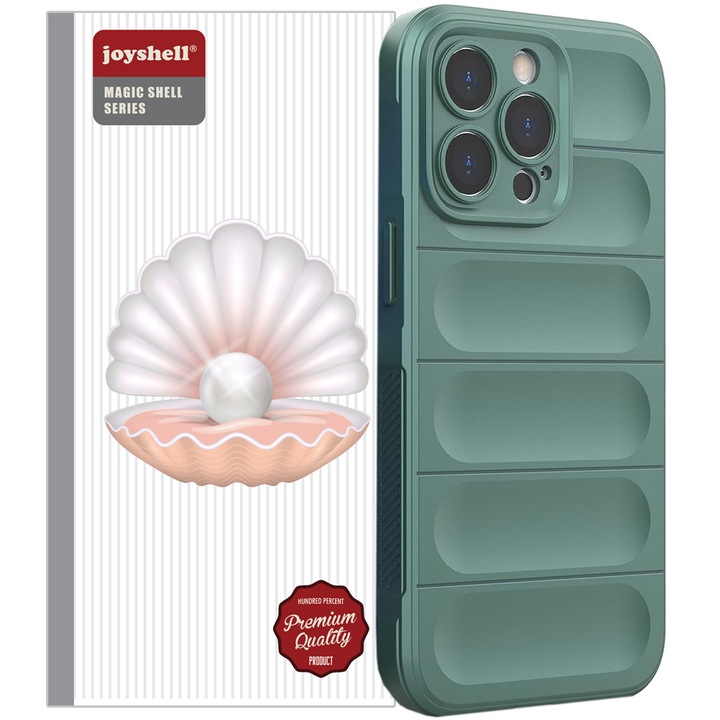 Husa pentru iPhone 15 Pro Joyshell Magic Symphony, Antisoc, Cu Interior Microfibra, TPU, Verde inchis