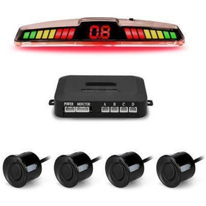 Senzori de parcare CAR VISION SP02-4 , afisaj cu LED-uri multicolor, plaja de detectare : 2,5 ~ 0.3 m