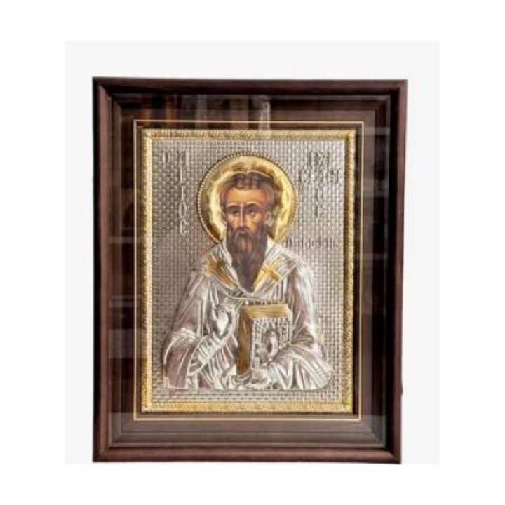 Icoana Argintata Sf. Vasile Cel Mare 34/42 cm