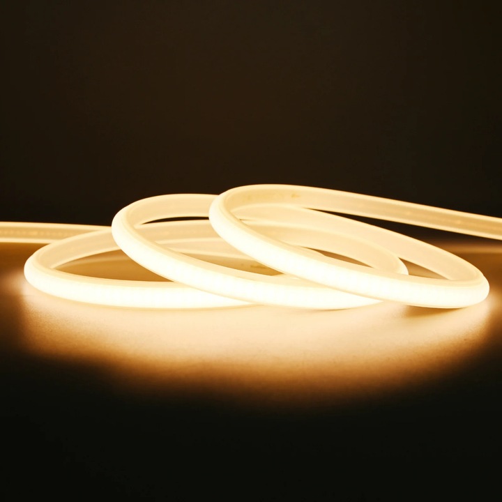 Kit Banda LED COB 220V, FlexiLum220, 120W 12000Lm, 3000K, 10M cu alimentator inclus