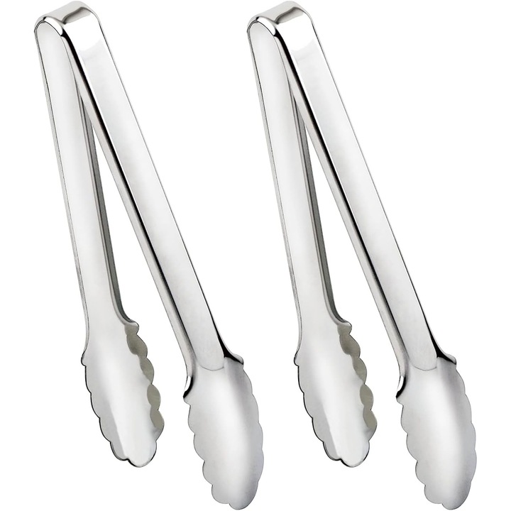 Set 2 clesti de bucatarie, inox, rezistenti la caldura, argintiu, 23.5x3.8cm