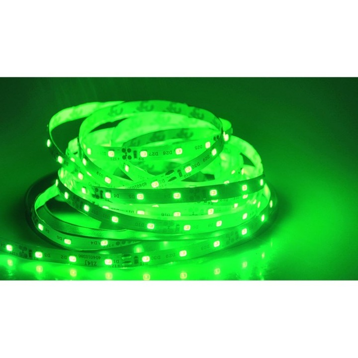 Banda LED de interior, 60 LED/m, 12V, lumina verde, 5m lungime