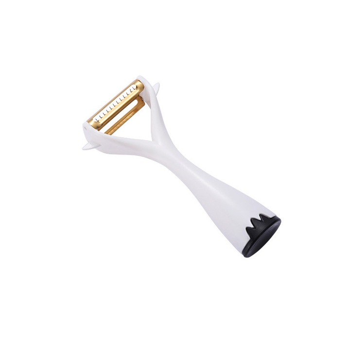 Curatator legume HERUSI Y-forma, dublu lama titan, anti-alunecare, alb, 7.4x15cm