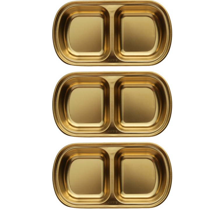 Set boluri condimente, inox, compartimentate, pentru sos/salata, stivuibile