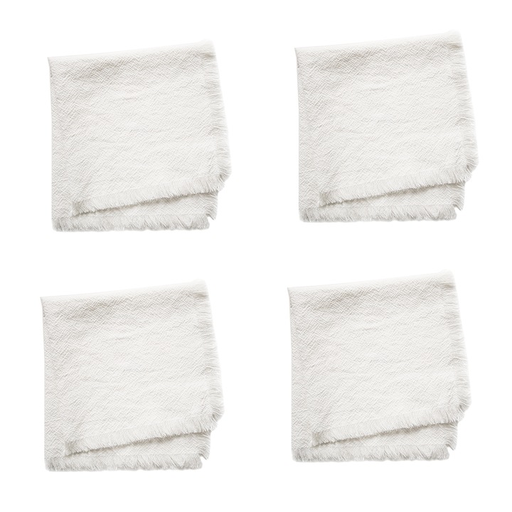 Set de 4 servete din bumbac 45x45cm, alb si gri inchis