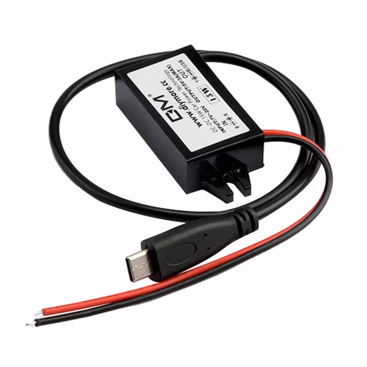 DC-DC понижаващ регулатор на напрежение от 12V до 5V с USB-C изход, 3A, 15W