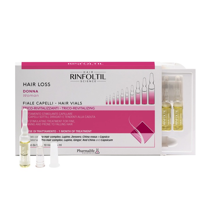 Fiole impotriva caderii parului pentru femei, Rinfoltil, 10 x 5 ml