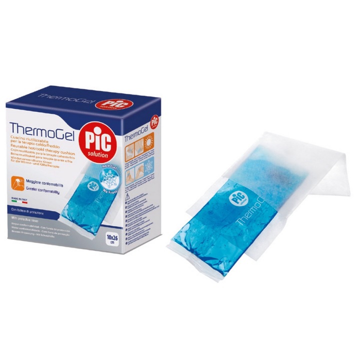 Compresa termo, cu gel albastru, reutilizabila, in punga speciala cu protectie anti-iritare, dimensiune 10x26 cm