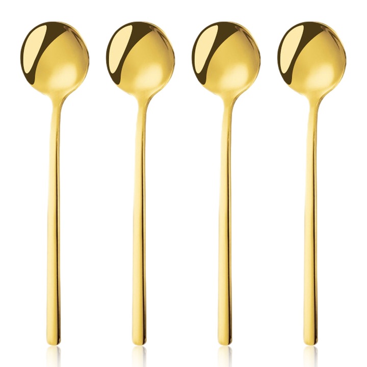4 db rozsdamentes acél kávéskanál készlet, arany színben