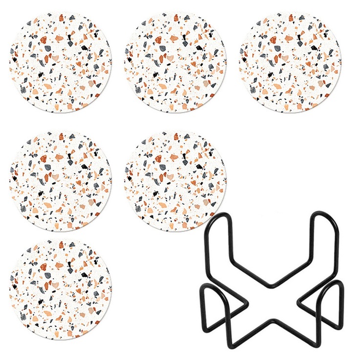 Italtartó készlet, Terrazzo modell, nedvszívó, dekorációhoz, többszínű