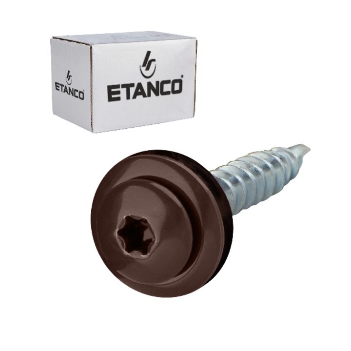 Комплект 250 самопробивни винта 4, 8x35 mm RAL 3011, за ламарина и дърво, Etanco GTF P