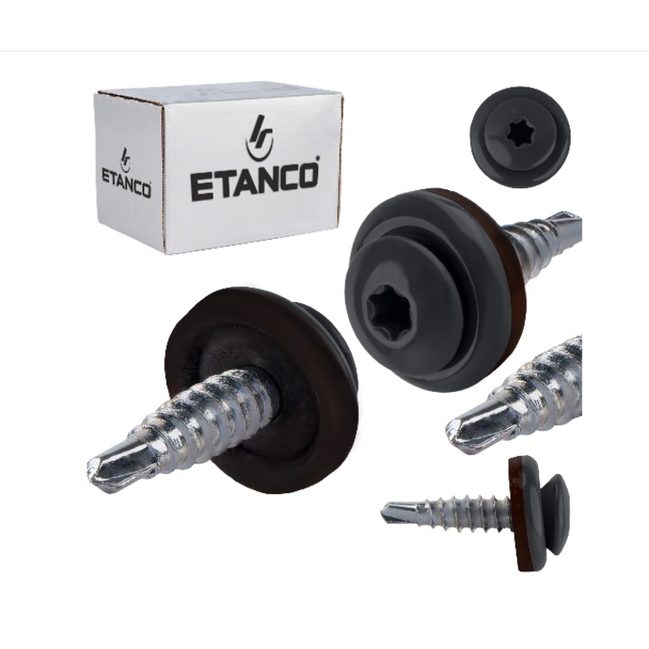 Комплект от 250 самопробивни винта за лист 4, 8x20 mm RAL 7024, Etanco GTF P