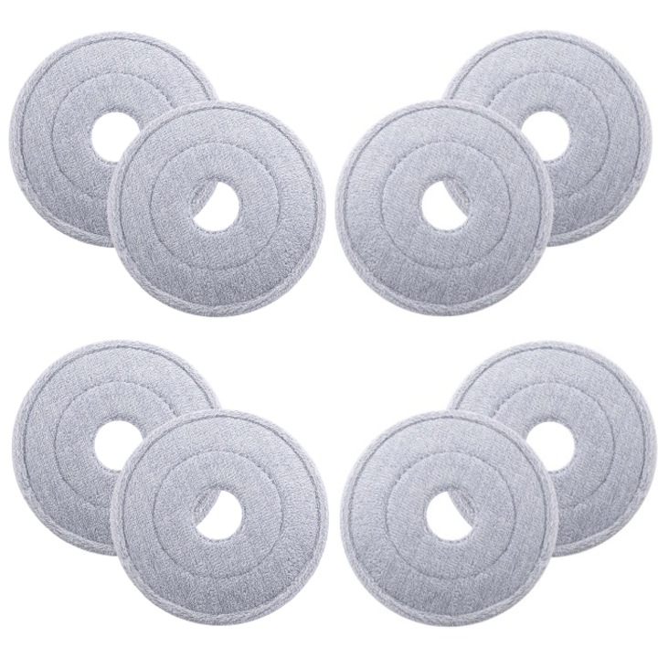 Комплект кърпи за кръгъл моп, микрофибърни, сив, 25 см, 8 броя