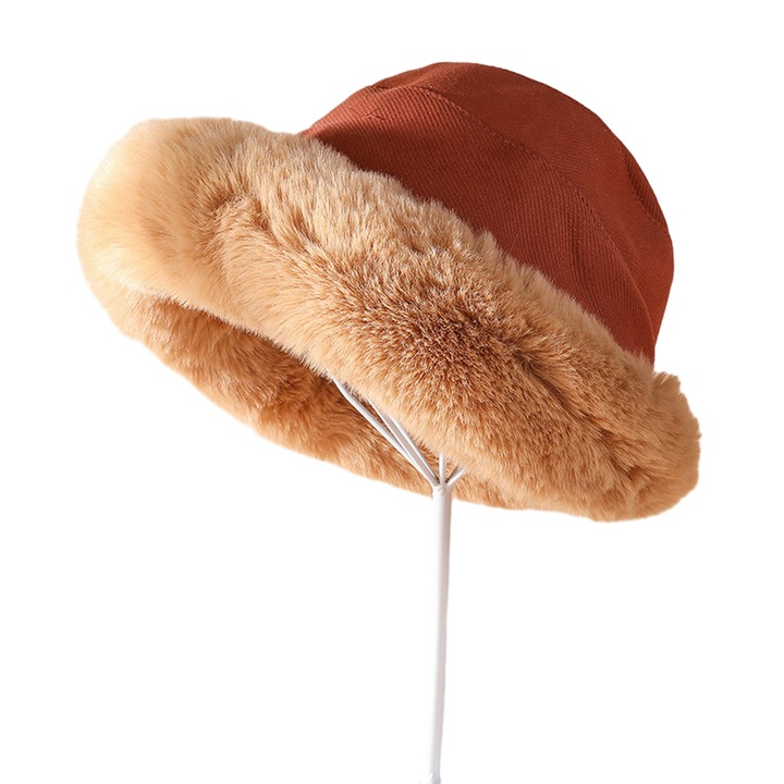 Caciula dama Jormftte, caciula din blana sintetica, culori: negru/caramel/rosu caramiziu/khaki, 56-58cm